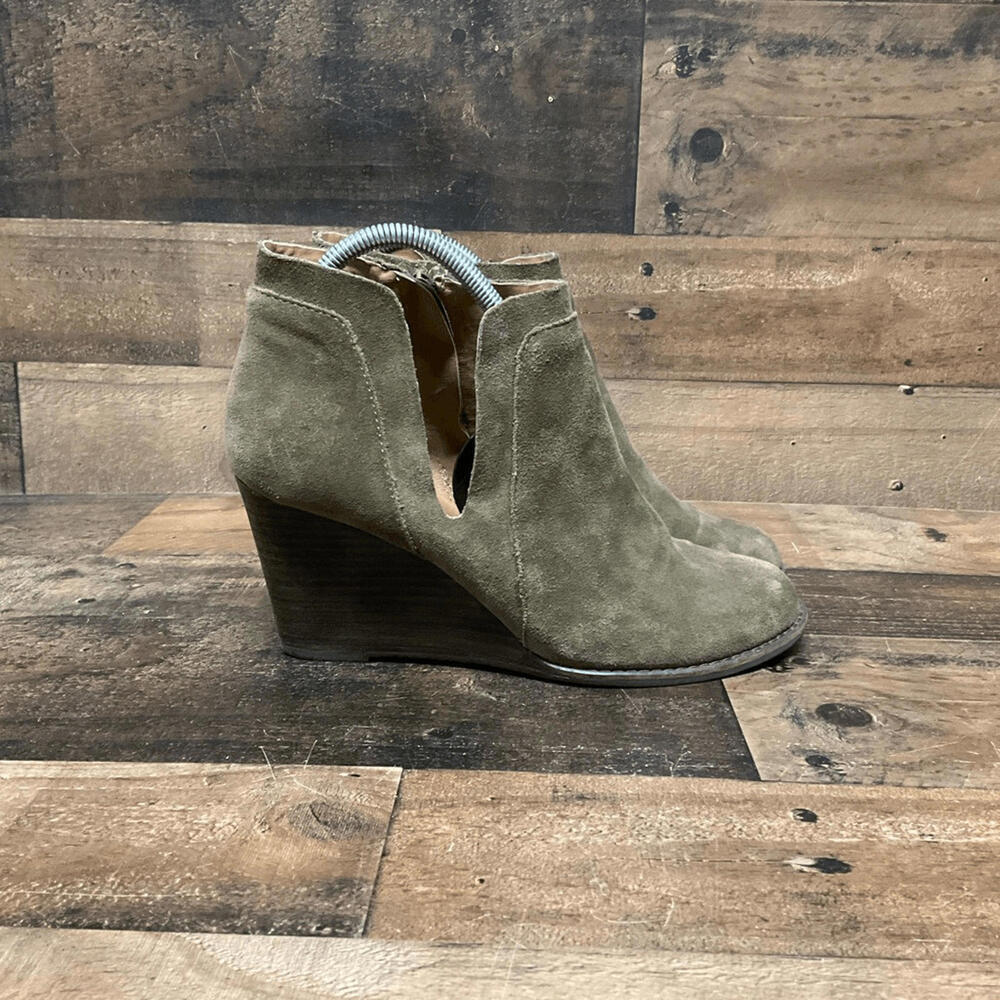 Lucky Brand Womens Size 9M Brown Suede Zip Wedge Ankle Fashion Boots Bootie